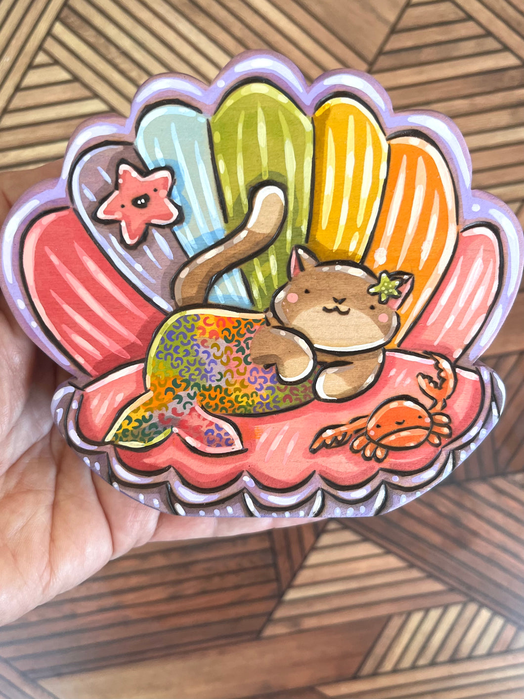 Lg Purrmaid in a Clamshell