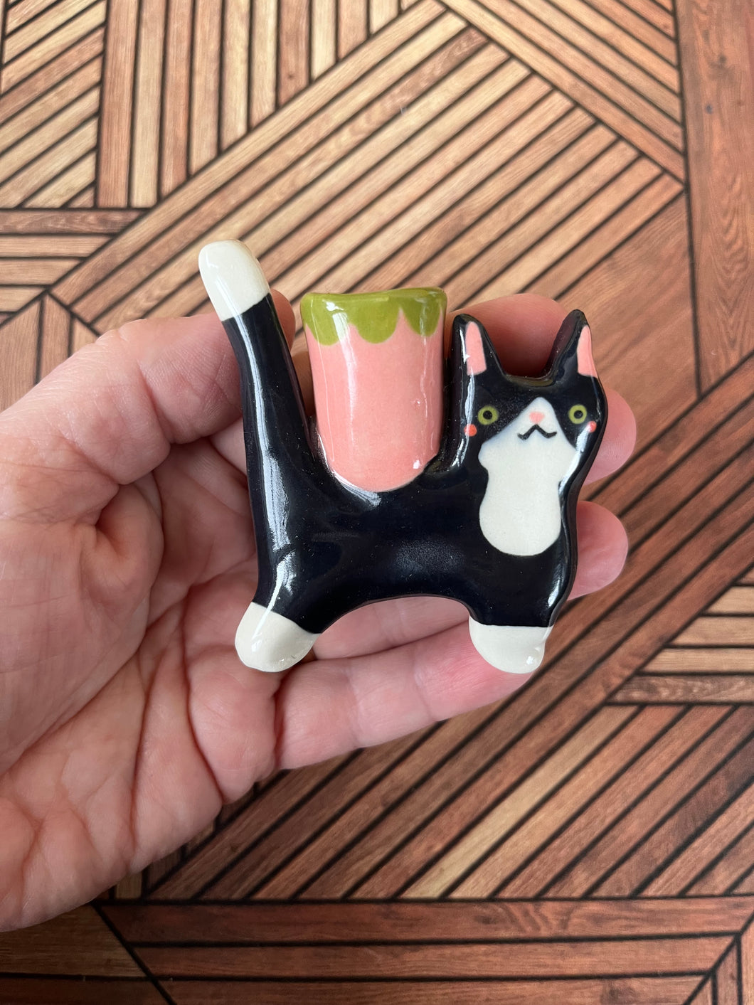 Tuxedo Kitty BDay Candle Holder