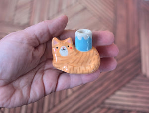 Orange Kitty BDay Candle Holder